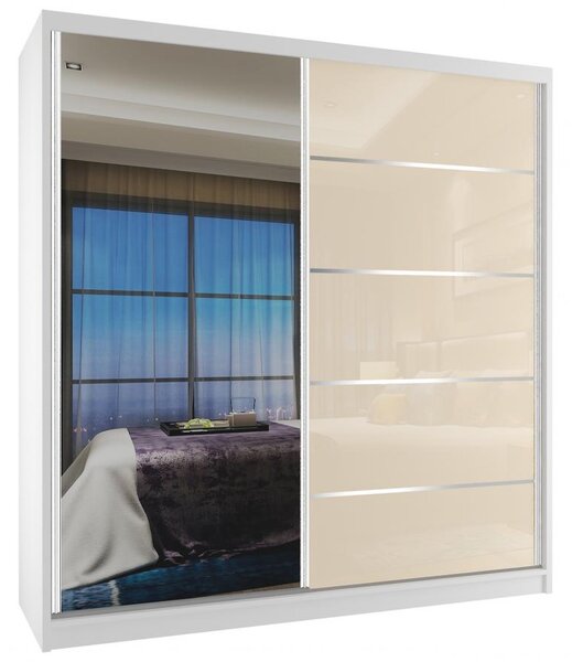 Zrcadlová skříň Phani bílá/béžová 158 cm Bez dojezdu