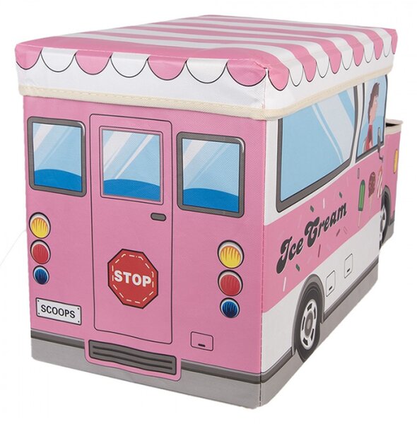 Růžový plastový úložný box auto – 55x32x28 cm