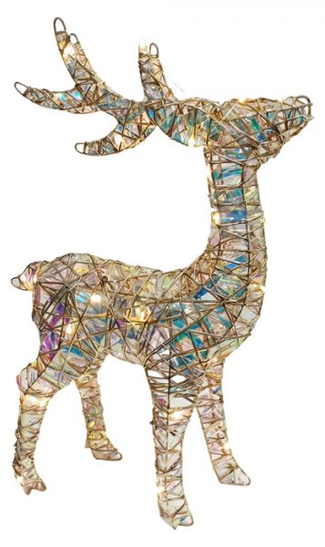 Kovová vánoční dekorace jelen s LED světlem zlatá – 34x13x53 cm