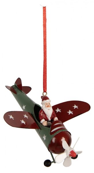 Červená plastová vánoční ozdoba Santa Claus – 13x11x5 cm