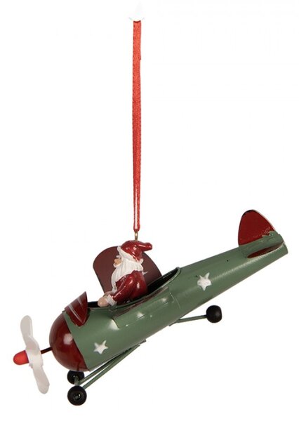 Červená plastová vánoční ozdoba Santa Claus – 13x11x5 cm