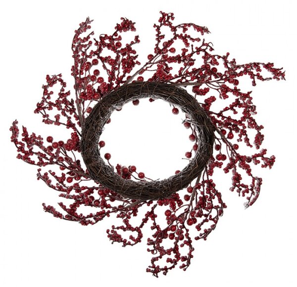 Bílo-červený plastový věnec – 55 cm