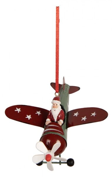 Červená plastová vánoční ozdoba Santa Claus – 13x11x5 cm