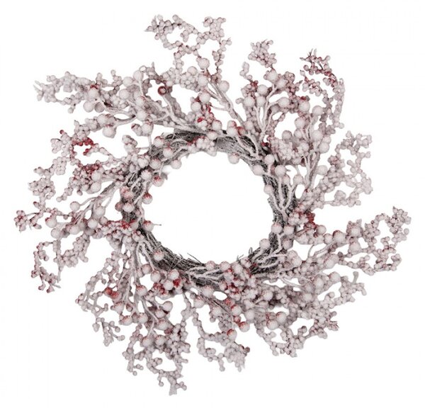 Bílo-červený plastový věnec – 55 cm