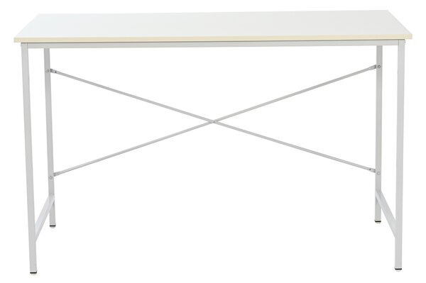Prostorný psací stůl BORGA, bílý, 120×60 cm, s kovovými nožkami
