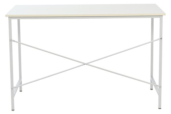 Prostorný psací stůl BORGA, bílý, 120×60 cm, s kovovými nožkami