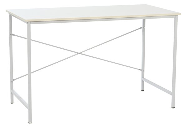 Prostorný psací stůl BORGA, bílý, 120×60 cm, s kovovými nožkami