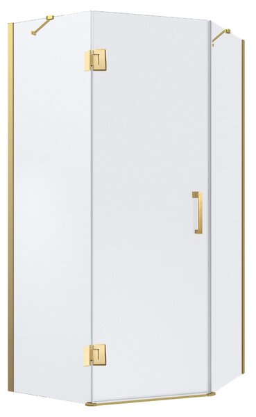 BPS-koupelny Pětiúhelníkový sprchový kout HYD-PK10A 80x80 zlatý kartáčovaný/transparent - bez vaničky