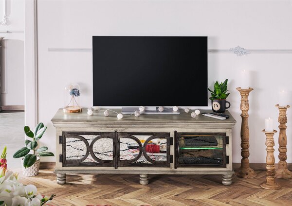 HERMITAGE TV-deska mango 150x45x55 šedá, lakovaná