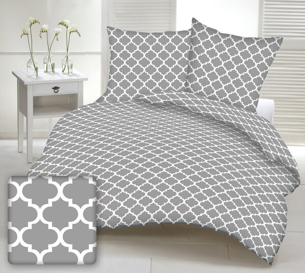 Povlečení krepové Maroko šedé TiaHome - 1x Polštář 90x70cm, 1x Přikrývka 140x200cm