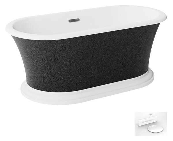 Besco Akrylátová volně stojící vana Ziva Glam G 160x75, s přepadem Typ a barva výpustě: Alcaplast Click-Clack se šterbinovým přepadem, bílá
