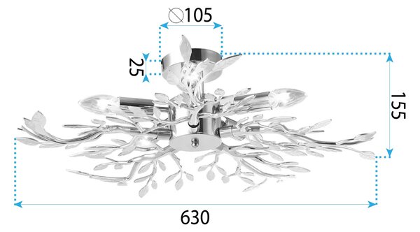 Toolight Rea, Stropní svítidlo EBT021-5C CHROME, OSW-01220