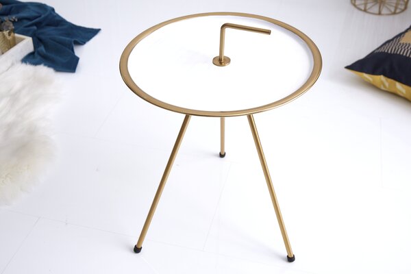 Príručný stolík CLEVO 36 cm - biela, zlatá