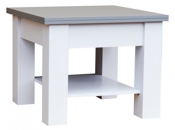Konferenční stolek čtverec rozkládací Dromi Deska stolu světlé šedá a nohy bílé