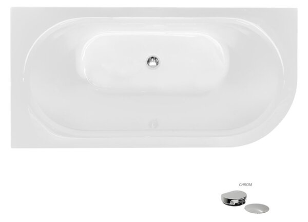 Besco Akrylátová volně stojící vana Avita A-Line CC/NP 150x75 (160x75, 170x75), napouštění přes přepad Rozměry (cm): 170x75, Typ a barva výpustě: McAlpine Click-Clack s napouštěním přes přepad, černá mat, Orientace: Levá
