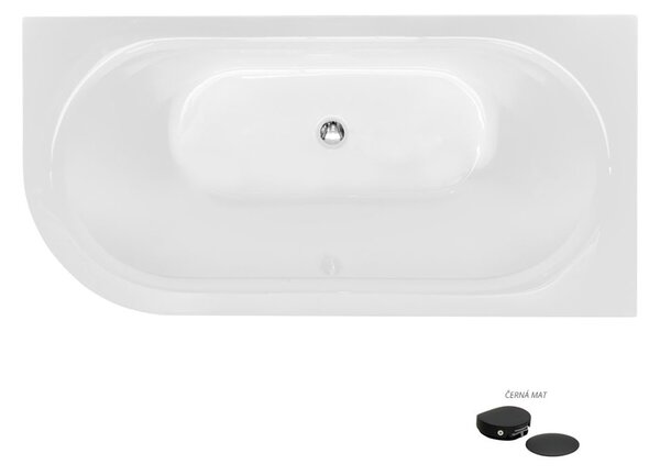 Besco Akrylátová volně stojící vana Avita A-Line CC/NP 150x75 (160x75, 170x75), napouštění přes přepad Rozměry (cm): 170x75, Typ a barva výpustě: McAlpine Click-Clack s napouštěním přes přepad, černá mat, Orientace: Levá