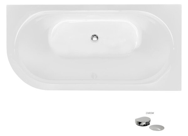 Besco Akrylátová volně stojící vana Avita A-Line CC/NP 150x75 (160x75, 170x75), napouštění přes přepad Rozměry (cm): 170x75, Typ a barva výpustě: McAlpine Click-Clack s napouštěním přes přepad, černá mat, Orientace: Levá
