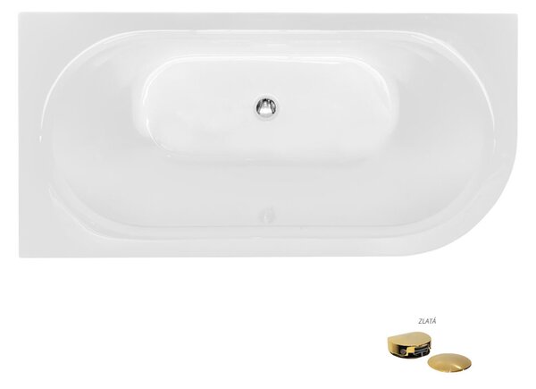 Besco Akrylátová volně stojící vana Avita A-Line CC/NP 150x75 (160x75, 170x75), napouštění přes přepad Rozměry (cm): 170x75, Typ a barva výpustě: McAlpine Click-Clack s napouštěním přes přepad, černá mat, Orientace: Levá