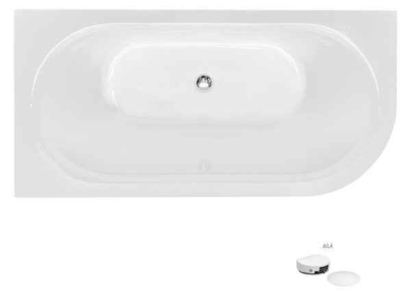 Besco Akrylátová volně stojící vana Avita A-Line CC/NP 150x75 (160x75, 170x75), napouštění přes přepad Rozměry (cm): 170x75, Typ a barva výpustě: McAlpine Click-Clack s napouštěním přes přepad, černá mat, Orientace: Levá