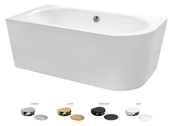 Besco Akrylátová volně stojící vana Avita A-Line CC/NP 150x75 (160x75, 170x75), napouštění přes přepad Rozměry (cm): 170x75, Typ a barva výpustě: McAlpine Click-Clack s napouštěním přes přepad, černá mat, Orientace: Levá
