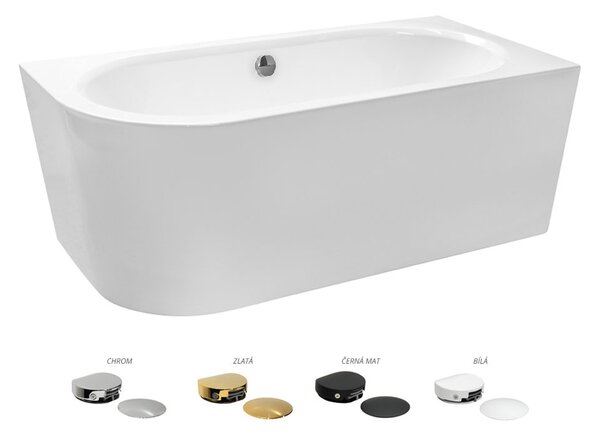 Besco Akrylátová volně stojící vana Avita A-Line CC/NP 150x75 (160x75, 170x75), napouštění přes přepad Rozměry (cm): 170x75, Typ a barva výpustě: McAlpine Click-Clack s napouštěním přes přepad, černá mat, Orientace: Levá