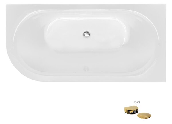 Besco Akrylátová volně stojící vana Avita A-Line CC/NP 150x75 (160x75, 170x75), napouštění přes přepad Rozměry (cm): 170x75, Typ a barva výpustě: McAlpine Click-Clack s napouštěním přes přepad, černá mat, Orientace: Levá