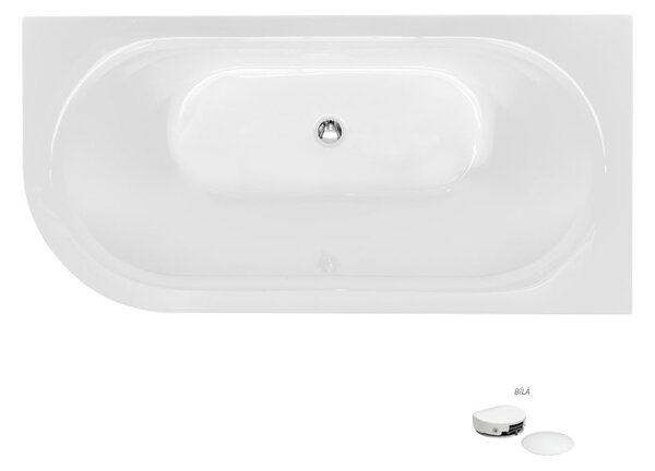 Besco Akrylátová volně stojící vana Avita A-Line CC/NP 150x75 (160x75, 170x75), napouštění přes přepad Rozměry (cm): 170x75, Typ a barva výpustě: McAlpine Click-Clack s napouštěním přes přepad, černá mat, Orientace: Levá