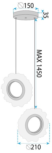 Toolight Toolight, LED závěsné osvětlení 2x21cm, 10W, 3000K, LHJ103-2CP, růžové zlato, OSW-60048
