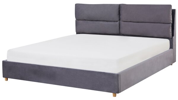 Postel s úložným prostorem Umělý samet BATILLY 180 x 200 cm Šedá