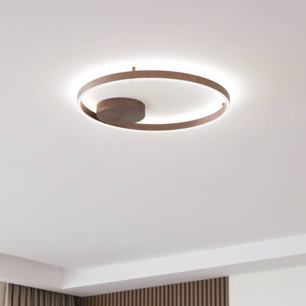 Lucande Smart LED stropní svítidlo Moise, káva, Tuya, stmívatelný, Hnědá / rez, Obývací pokoj / jídelna, Hliník, Moderní