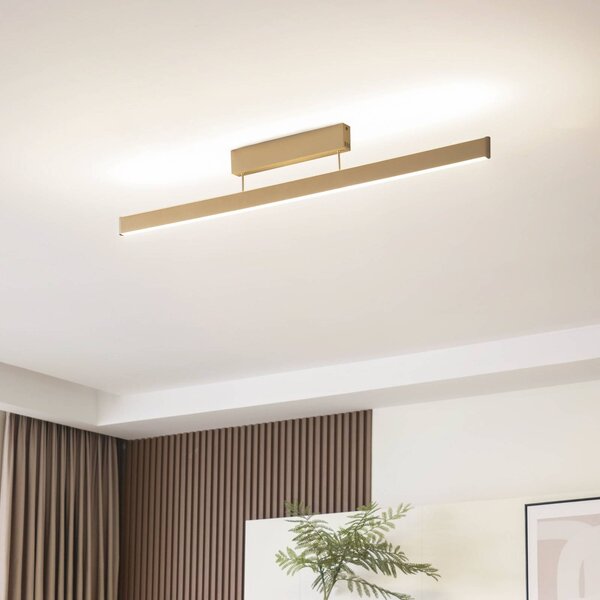 Lucande Smart LED stropní svítidlo Mylosh, zlatá, Tuya, stmívatelný, Mosaz / zlato, Obývací pokoj / jídelna, Hliník, Moderní