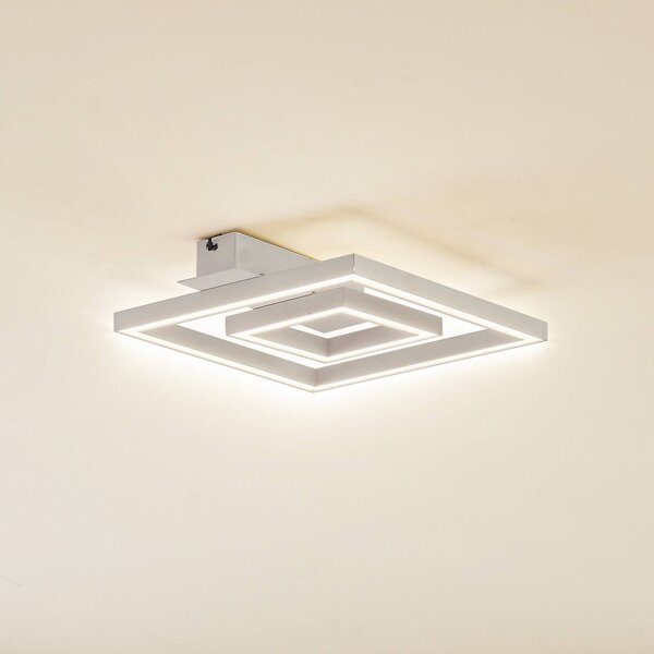 Lindby LED stropní svítidlo Madamo, bílé, 30 cm, 3000K, Bílá / opál, Obývací pokoj / jídelna, Hliník, Moderní