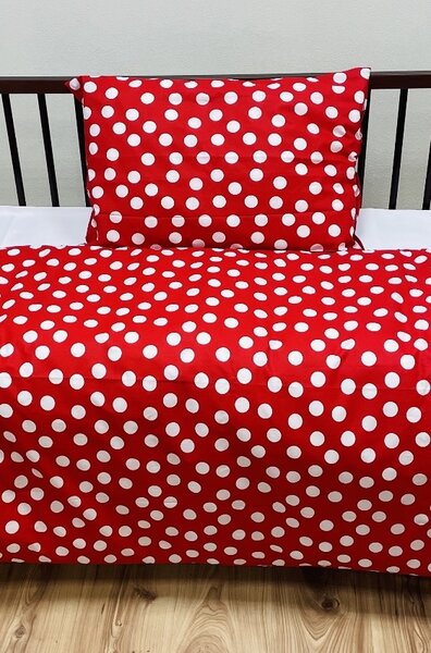 Povlečení bavlněné dětské Dots červené TiaHome - Dětský set 130x90cm + 65x45cm