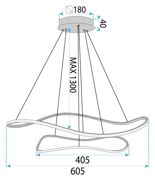 Toolight Toolight, závěsná lampa 80cm, 61W, 3000K, LHJ017-CP2, zlatá, OSW-50007