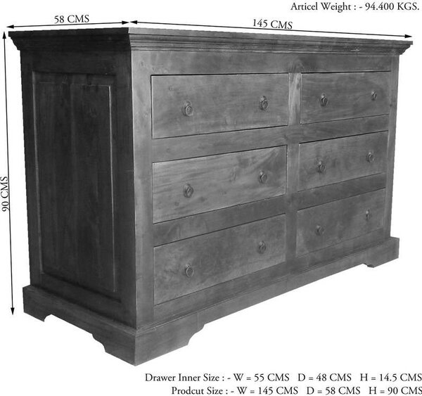 CAMBRIDGE HONEY Komoda 90x145 cm, akácie