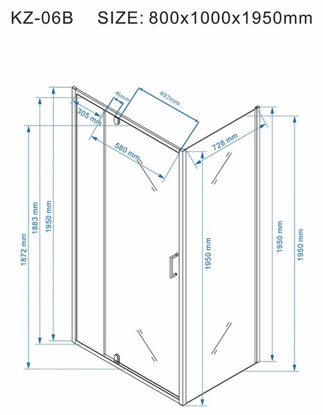 BPS-koupelny Obdélníkový sprchový kout HYD-OK06B 100x80 chrom/transparent + vanička HYD-OSV-ST03A černá