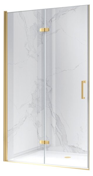 BPS-koupelny Zalamovací otočné sprchové dveře HYD-SD-21B 80 zlatá/transparent pro instalaci do niky - bez vaničky