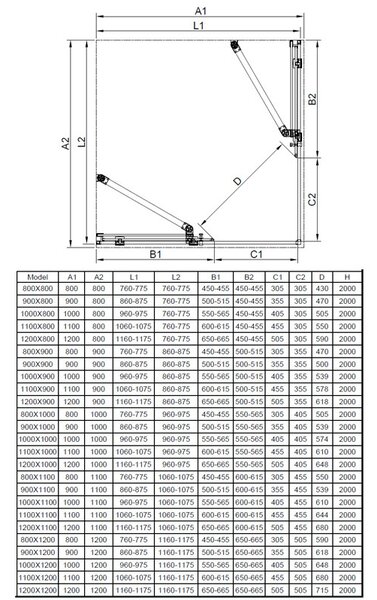 BPS-koupelny Čtvercový sprchový kout HYD-ATA-X2 80x80 chrom/transparent - bez vaničky