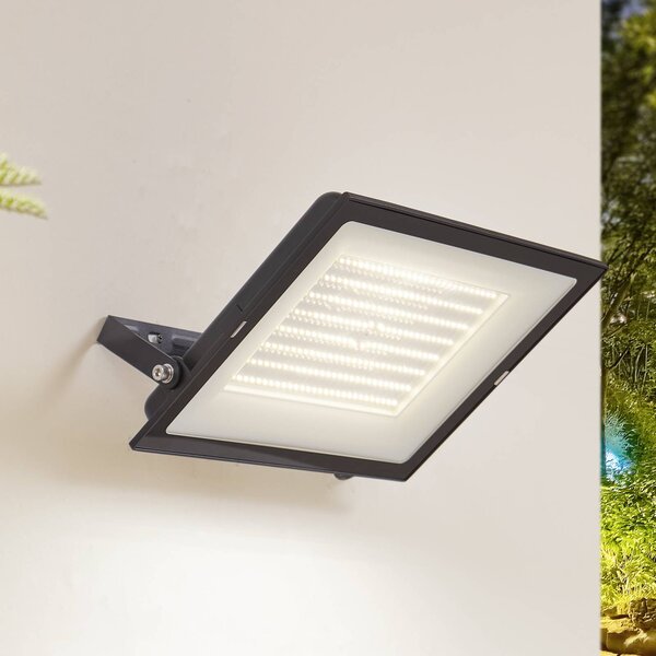 PRIOS Prios LED venkovní reflektor Maikel, 200W, 16000lm, kovový, Černá, Hliník, Moderní, Nástěnné svítidlo