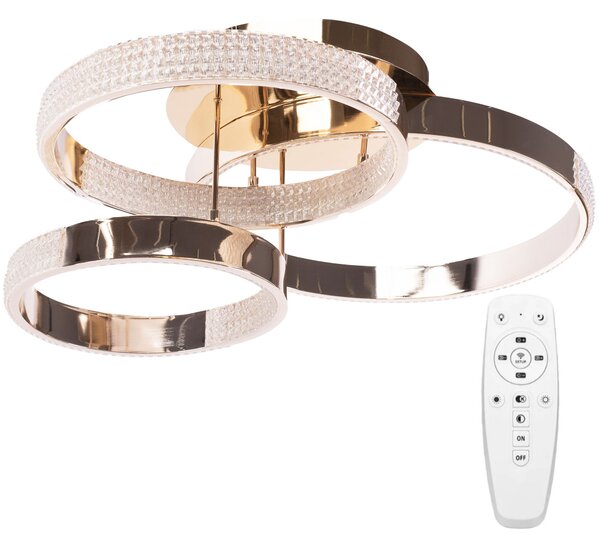 Toolight Toolight, LED krystalové stropní svítidlo s dálkovým ovládáním 42W, G003-C, zlatá lesklá, OSW-09744