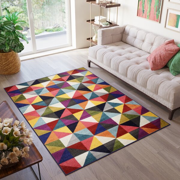 Makro Abra Moderní kusový koberec SALSA 0139C Trojúhelníky vícebarevný Rozměr: 80x150 cm