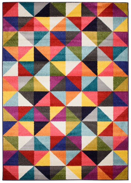 Makro Abra Moderní kusový koberec SALSA 0139C Trojúhelníky vícebarevný Rozměr: 80x150 cm