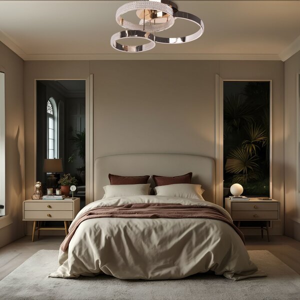 Toolight Toolight, LED krystalové stropní svítidlo s dálkovým ovládáním 42W, G003-C, zlatá lesklá, OSW-09744