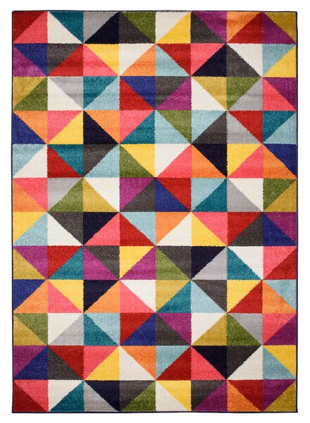 Makro Abra Moderní kusový koberec SALSA 0139C Trojúhelníky vícebarevný Rozměr: 80x150 cm