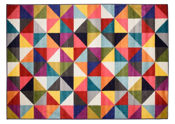 Makro Abra Moderní kusový koberec SALSA 0139C Trojúhelníky vícebarevný Rozměr: 80x150 cm