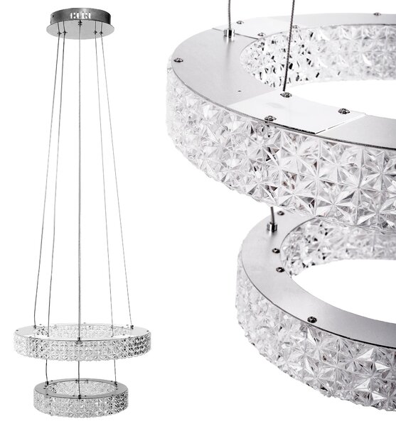 Toolight Toolight, LED křišťálové stropní svítidlo 40cm, 36W, 4000K, 3500 lm, MS006-CP, chromová, OSW-09616