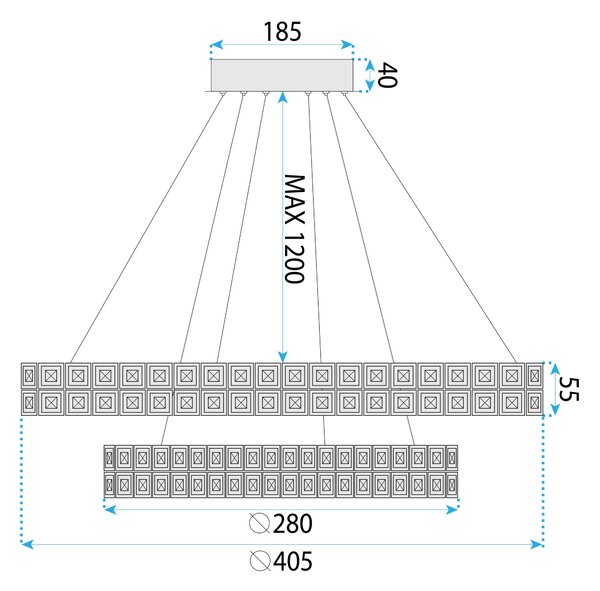 Toolight Toolight, LED křišťálové stropní svítidlo 40cm, 36W, 4000K, 3500 lm, MS006-CP, chromová, OSW-09616