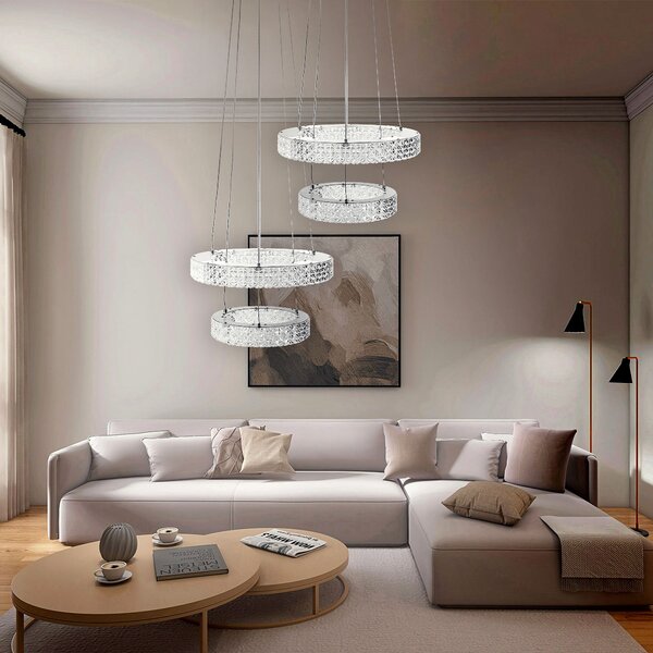 Toolight Toolight, LED křišťálové stropní svítidlo 40cm, 36W, 4000K, 3500 lm, MS006-CP, chromová, OSW-09616