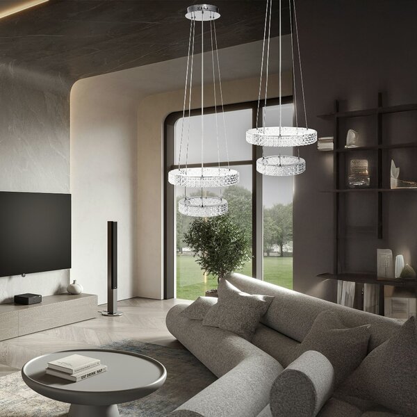 Toolight Toolight, LED křišťálové stropní svítidlo 40cm, 36W, 4000K, 3500 lm, MS006-CP, chromová, OSW-09616