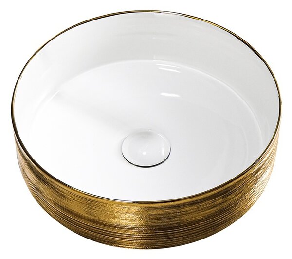 BPS-koupelny Keramické umyvadlo na desku HYD-LA-GL-BR-360 36x36 cm, bílé/zlaté